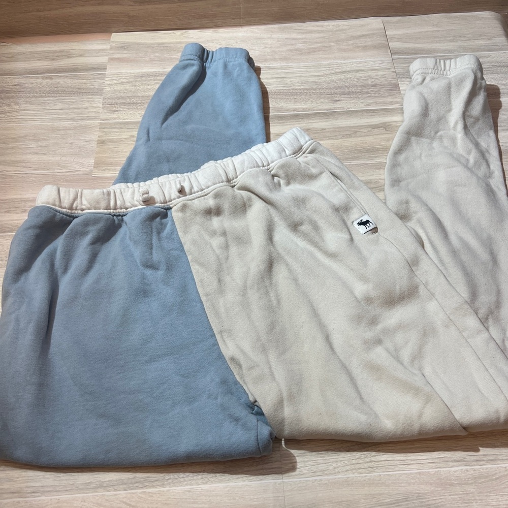 Abercrombie kids 13/14 joggers tan and light blue